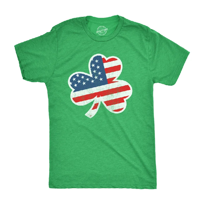 Men's organic cotton crew - neck t - shirts for everyday comfortAmerican Flag Shamrock Men's T Shirt Men's organic cotton crew - neck t - shirts for everyday comfortAmerican Flag Shamrock Men's T Shirt