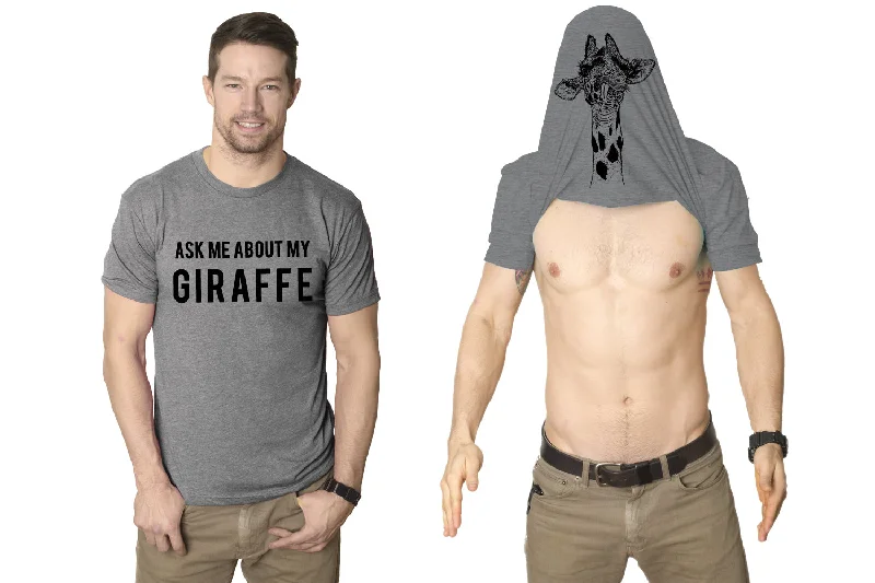 Men's tie - dye t - shirts with a bohemian styleAsk Me About My Giraffe Men's T Shirt Men's tie - dye t - shirts with a bohemian styleAsk Me About My Giraffe Men's T Shirt