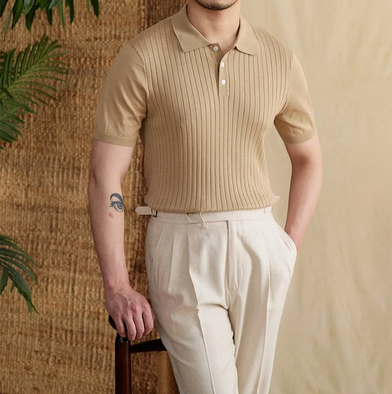 Men's reversible polo shirts with two different looksAthens Ribbed Pleated Knit Polo Shirt