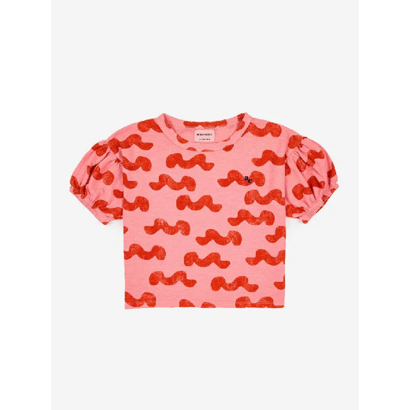 Men's mock - neck t - shirts with a modern and sleek styleBobo Choses Waves All Over Puffed Sleeve T-Shirt Men's mock - neck t - shirts with a modern and sleek styleBobo Choses Waves All Over Puffed Sleeve T-Shirt