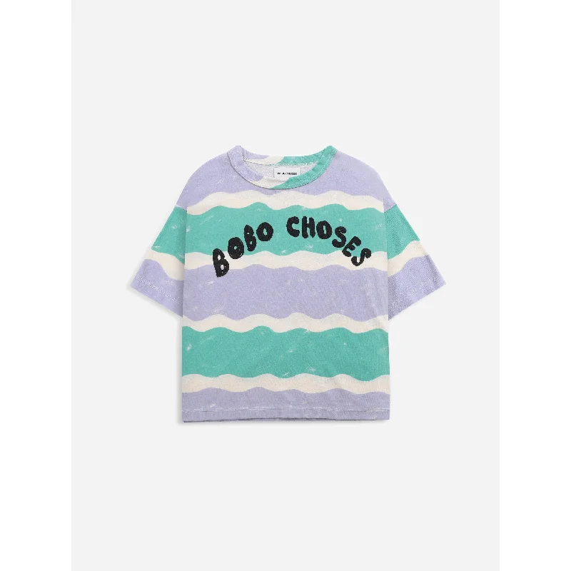 Men's UV - protection t - shirts for outdoor activities in the sunBobo Choses Waves All Over Short Sleeve T-shirt