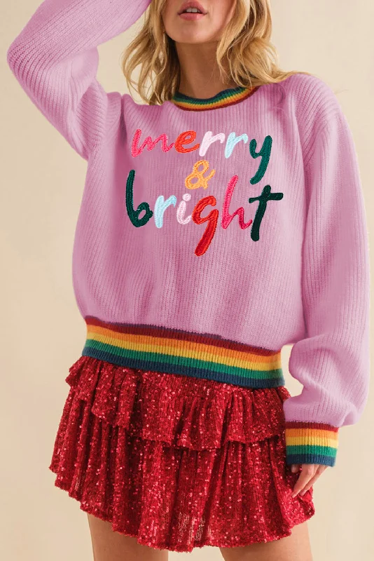 Men's moisture wicking long sleeve athletic shirts for running marathonsBonbon Merry & Bright Colorful Stripes Trim Sweater Men's moisture wicking long sleeve athletic shirts for running marathonsBonbon Merry & Bright Colorful Stripes Trim Sweater