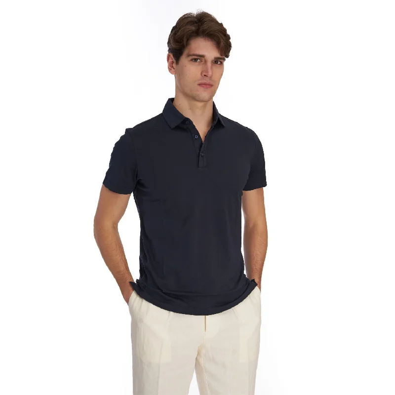Men's long sleeve classic fit polo shirts with embroidered logosDARK BLUE SHORT SLEEVE POLO