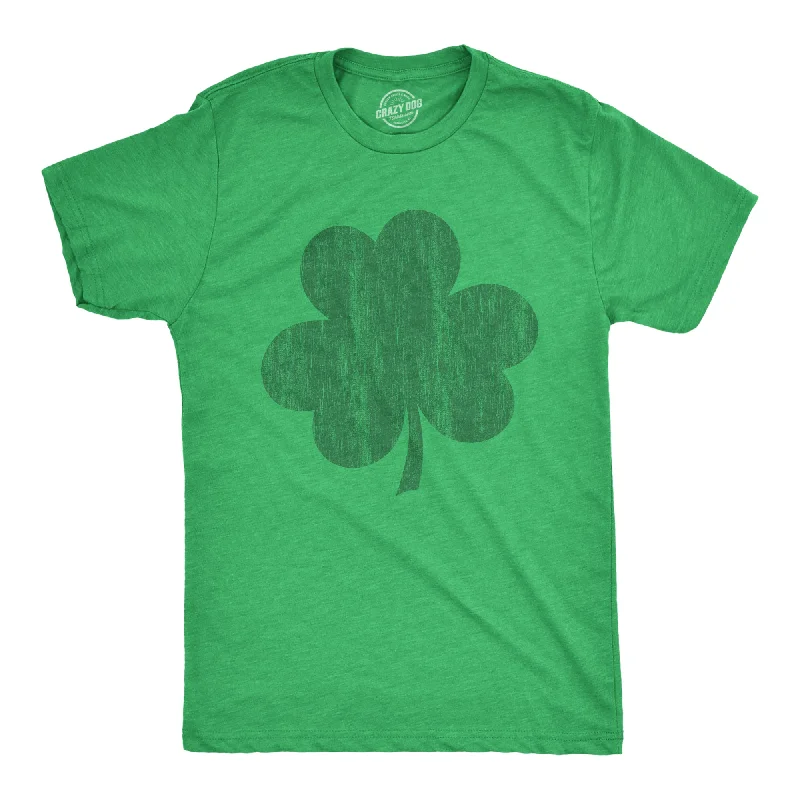 Men's button - front t - shirts with a unique artistic printDistressed Clover Men's T Shirt Men's button - front t - shirts with a unique artistic printDistressed Clover Men's T Shirt