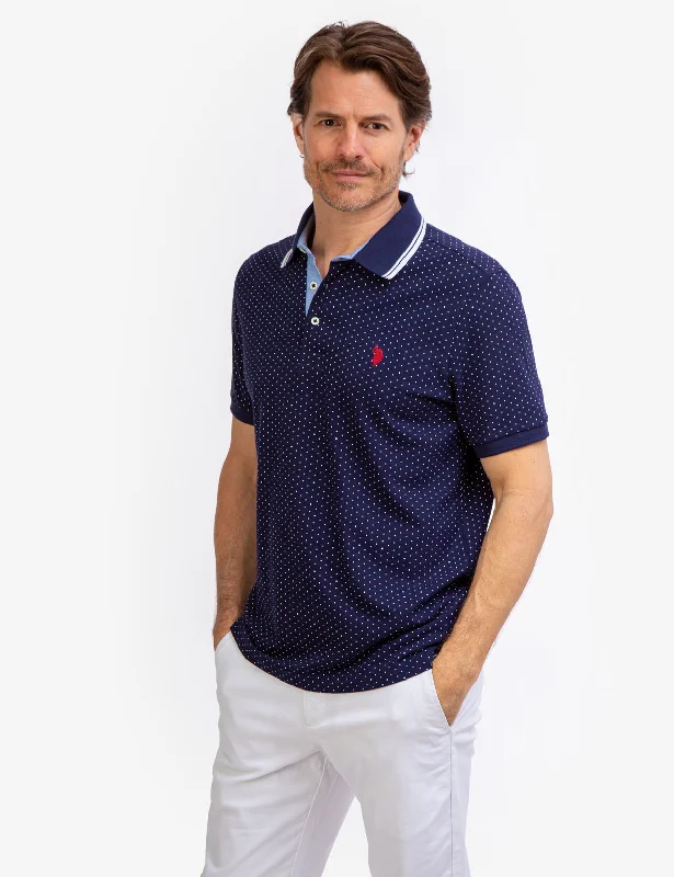 Men's luxury cashmere blend polo shirts in solid colorsDOT PRINT POLO SHIRT
