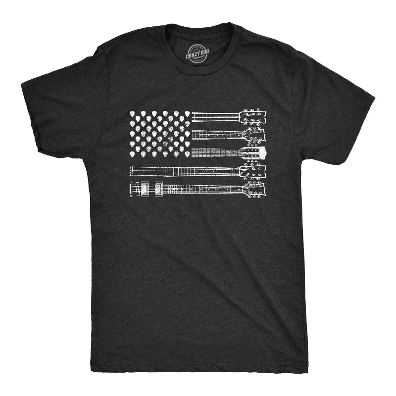Men's button - front t - shirts with a unique artistic printGuitar Flag Men's T Shirt Men's button - front t - shirts with a unique artistic printGuitar Flag Men's T Shirt