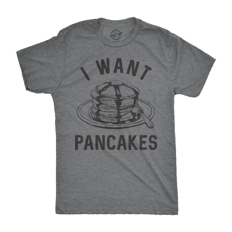 Men's short - sleeve linen t - shirts for summer beach outingsI Want Pancakes Men's T Shirt Men's short - sleeve linen t - shirts for summer beach outingsI Want Pancakes Men's T Shirt