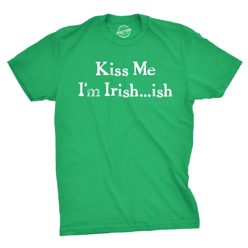 Men's short - sleeve linen t - shirts for summer beach outingsKiss Me I'm Irish-ish Men's T Shirt Men's short - sleeve linen t - shirts for summer beach outingsKiss Me I'm Irish-ish Men's T Shirt