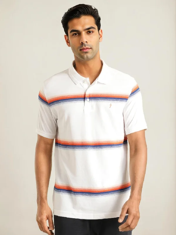 Men's jacquard woven polo shirts with intricate designsMen Striped Polo T-Shirt