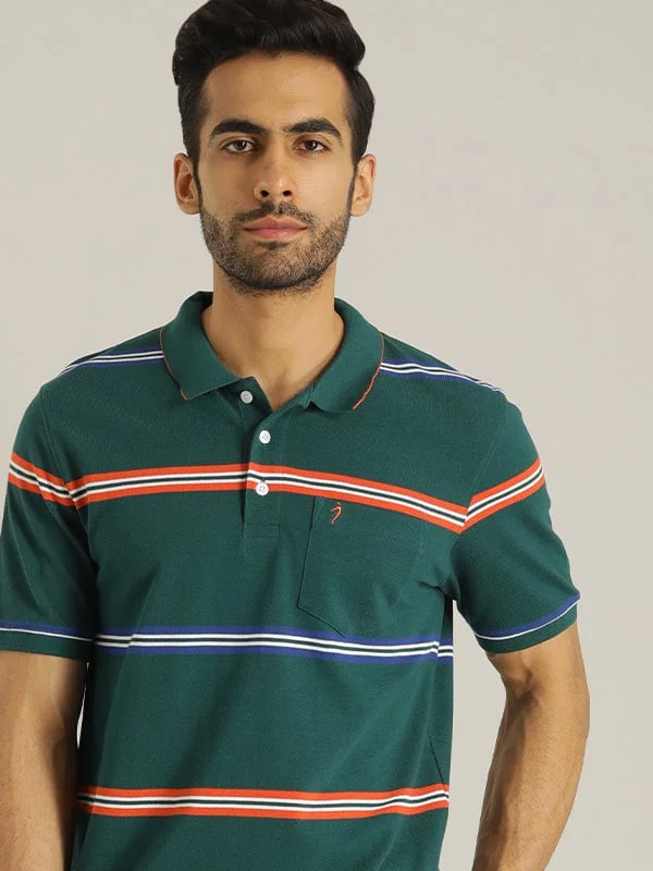 Men's lightweight performance polo shirts for tennis matchesMen Striped Polo T-Shirt