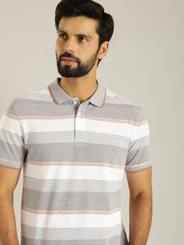 Men's antimicrobial polo shirts for odor - free daily wearMen Striped Polo T-Shirt