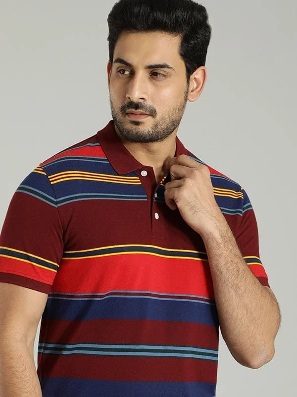 Men's plus size golf polo shirts in moisture wicking fabricMen Striped Polo T-Shirt
