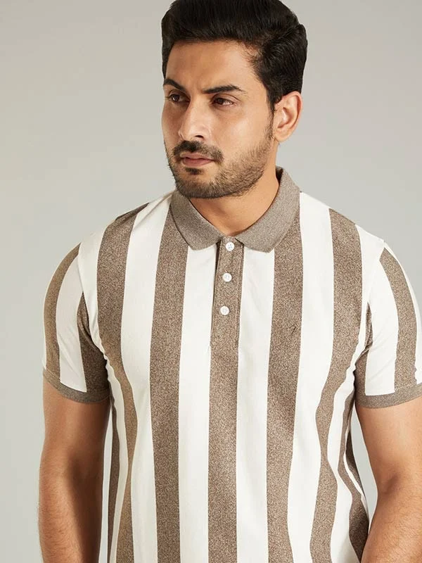 Men's antimicrobial polo shirts for odor - free daily wearMen Striped Polo T-Shirt