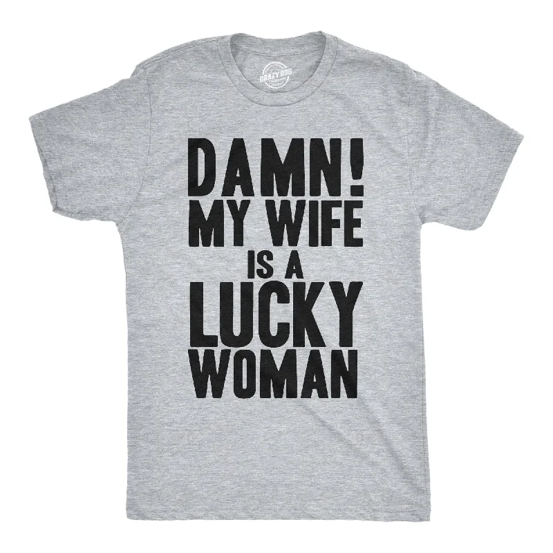 Men's polo t - shirts with a contrast collar for a preppy lookDamn My Wife Is A Lucky Woman Men's T Shirt