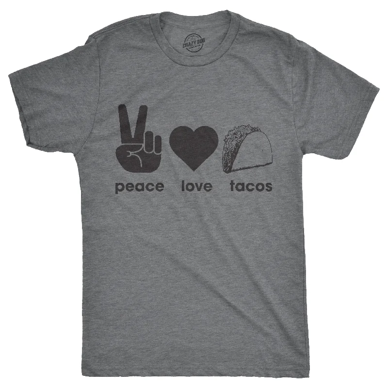 Men's polo t - shirts with a contrast collar for a preppy lookPeace Love Tacos Men's T Shirt Men's polo t - shirts with a contrast collar for a preppy lookPeace Love Tacos Men's T Shirt