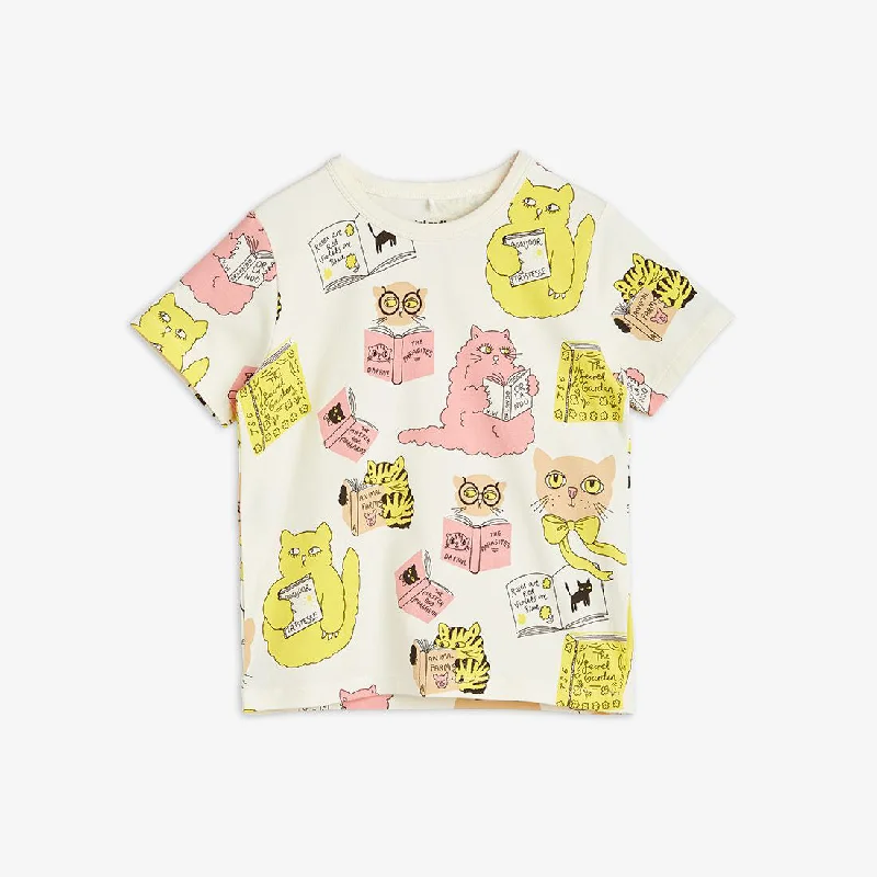 Men's short - sleeve linen t - shirts for summer beach outingsMini Rodini Cats AOP SS Tee Men's short - sleeve linen t - shirts for summer beach outingsMini Rodini Cats AOP SS Tee