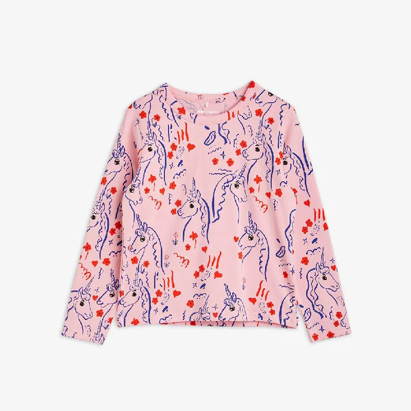 Men's printed Hawaiian t - shirts for tropical vacationsMini Rodini Mini Rodin Scottish Unicorns AOP Is Tee Pink