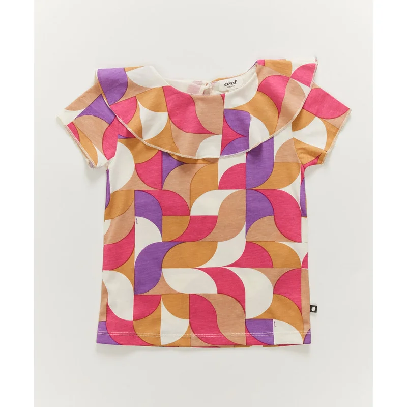 Men's plus - size pocket t - shirts with a classic lookOeuf Ruffle Collar Tee Fuchsia/Geometric Men's plus - size pocket t - shirts with a classic lookOeuf Ruffle Collar Tee Fuchsia/Geometric