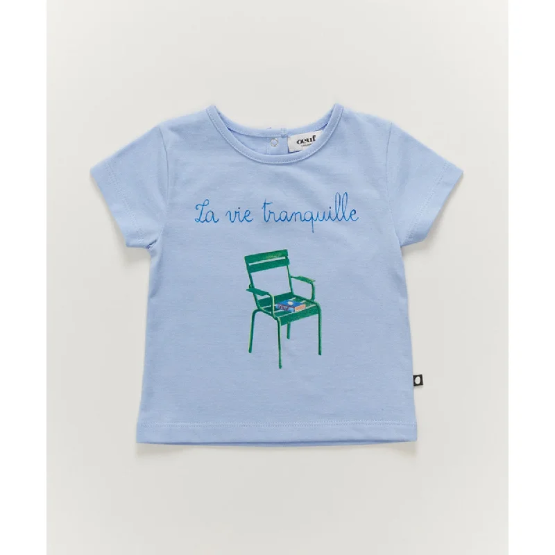 Men's long - sleeve henley t - shirts with button - down placketsOeuf T-Shirt Ciel La Vie Tranquille Print Men's long - sleeve henley t - shirts with button - down placketsOeuf T-Shirt Ciel La Vie Tranquille Print