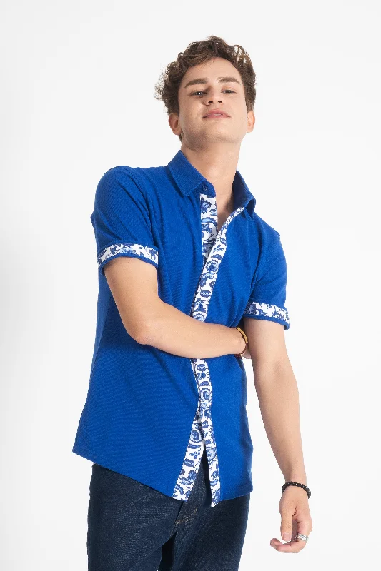 Men's UV - protected polo shirts for outdoor gardeningPolo Republica Men's Contrast Panel Short Sleeve Casual Shirt