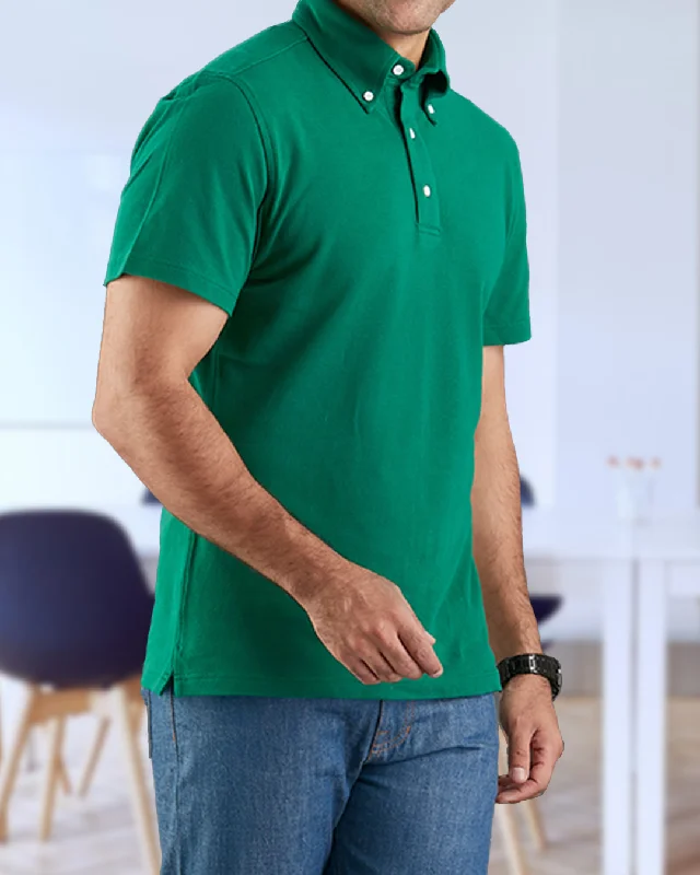 Men's luxury cashmere blend polo shirts in solid colorsRacing Green Polo T-Shirt