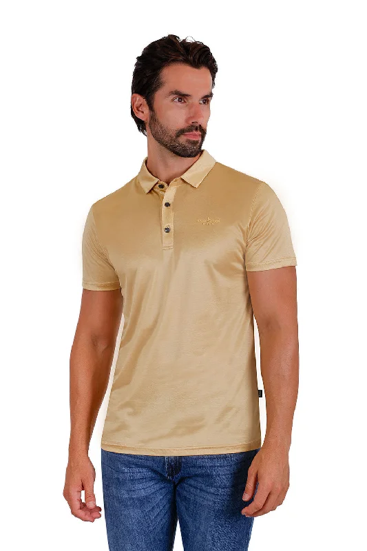Men's slim fit short sleeve polo shirts with contrast collarsSilky Shine Polo Shirt