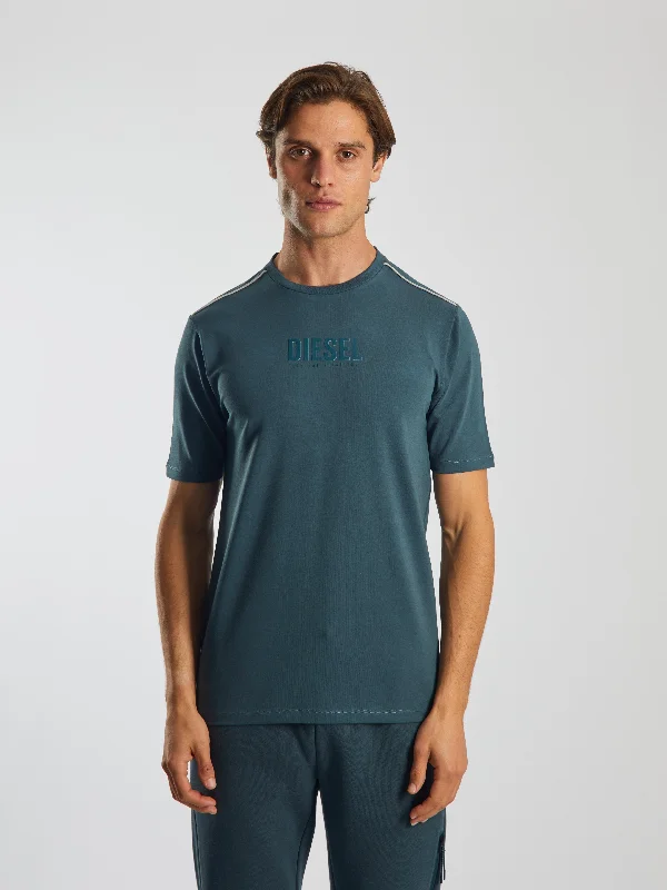 Men's button - front t - shirts with a unique artistic printKarl Tee Tidal Teal