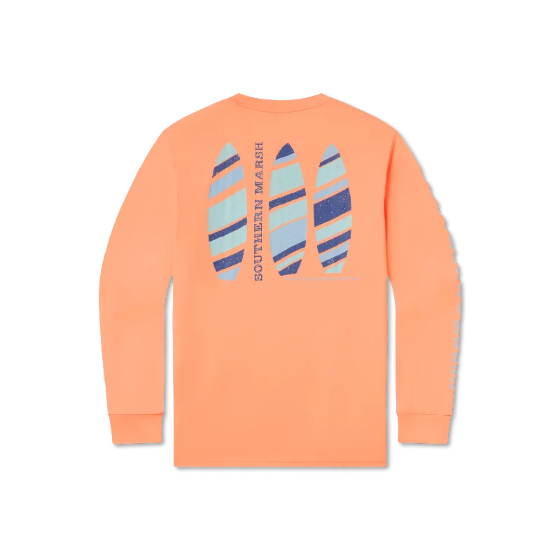 Men's moisture wicking long sleeve athletic shirts for running marathonsYouth FieldTec™ Featherlight Tee - Surf Trio - Long Sleeve