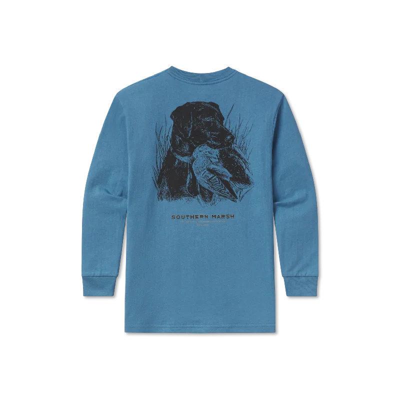 Men's oversized long sleeve graphic tees for a trendy streetwear lookYouth Gun Dog Collection - Black Lab