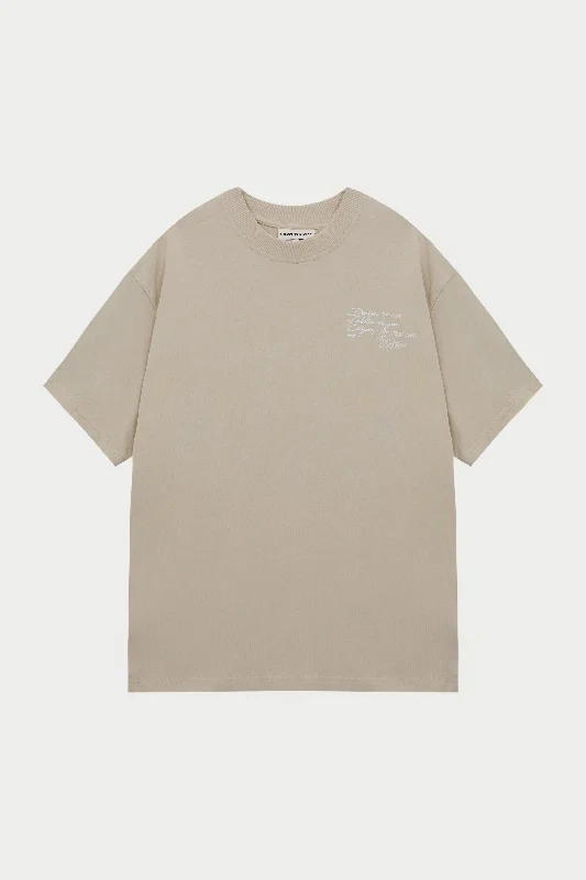 Men's slim - fit graphic t - shirts with vintage rock band printsDISPLAY USE ONLY RELAXED T-SHIRT - BEIGE