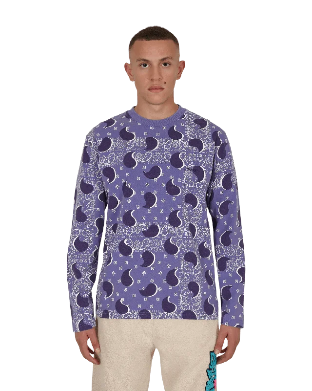 Men's lightweight performance t - shirts for running marathonsBig Paisley Longsleeve T-Shirt Blue