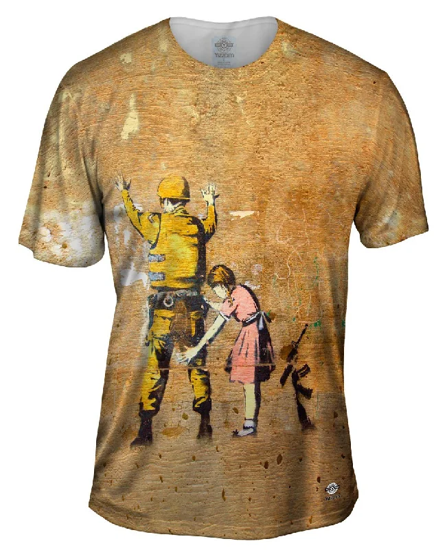 Men's ribbed t - shirts with a textured finish for added styleBanksy Bethlehem Wall Graffiti