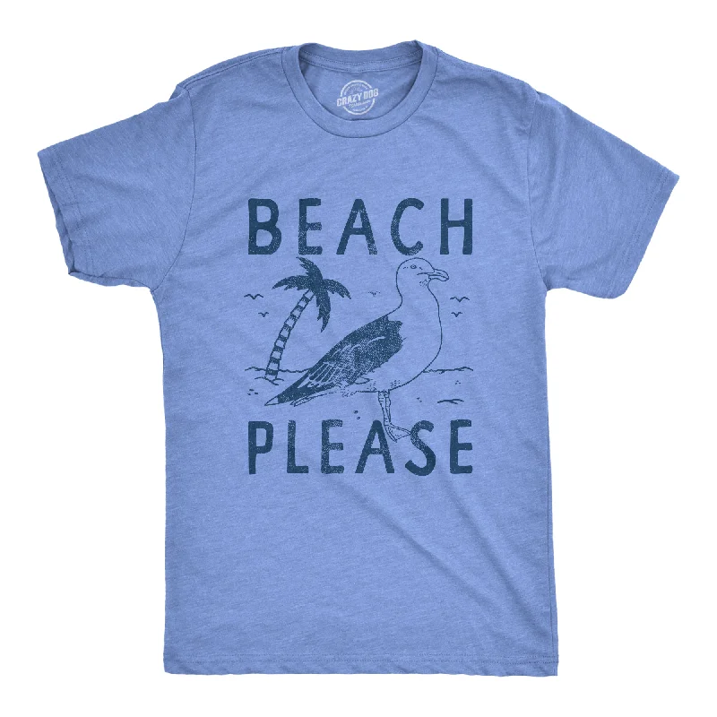 Men's short - sleeve linen t - shirts for summer beach outingsBeach Please Men's T Shirt