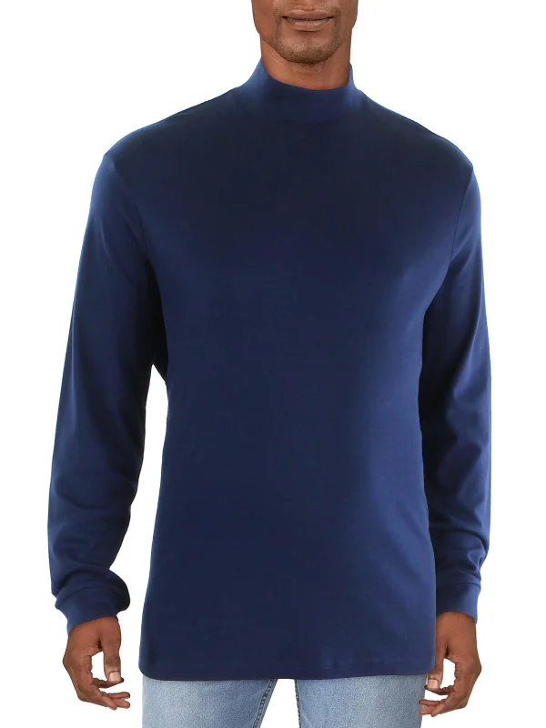 Men's distressed denim - look t - shirts with a rugged appealBig & Tall Mens Cotton Long Sleeve Turtleneck Shirt