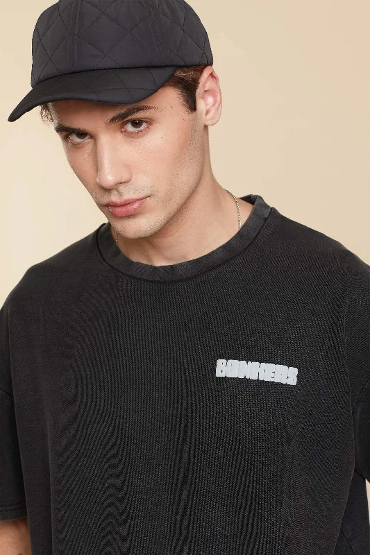 Men's antimicrobial t - shirts for odor - free freshness during travelBlack Heavyweight Pique Oversized T-shirt