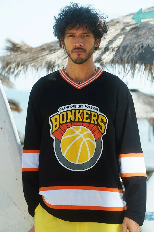 Men's polo t - shirts with a contrast collar for a preppy lookBlack Signature Ice Hockey Oversized Jersey Men's polo t - shirts with a contrast collar for a preppy lookBlack Signature Ice Hockey Oversized Jersey