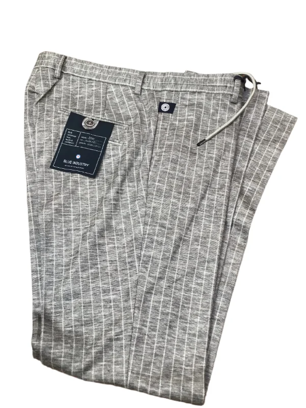 Men's pleated front casual wool blend pants for a classic aestheticBLUE INDUSTRY Jake Stripe Pant Grey
