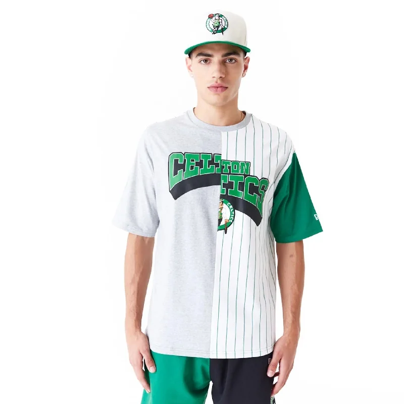 Men's UV - protection t - shirts for outdoor activities in the sunBoston Celtics NBA Half Pinstripe White Oversized T-Shirt