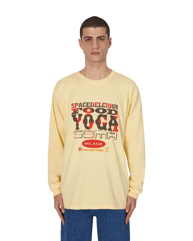 Men's distressed denim - look t - shirts with a rugged appealSlam Jam x SPACEDELICIOUS Longsleeve T-Shirt Yellow