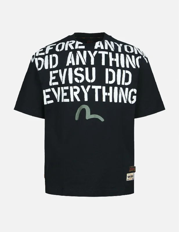 Men's long - sleeve henley t - shirts with button - down placketsBrand Motto and Seagull Print T-Shirt