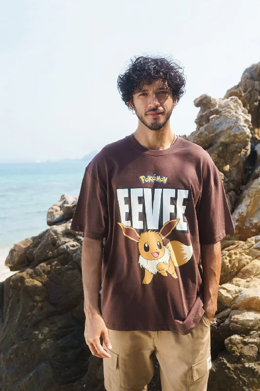Men's v - neck muscle t - shirts for a body - building aestheticBrown Eevee Oversized T-shirt Men's v - neck muscle t - shirts for a body - building aestheticBrown Eevee Oversized T-shirt
