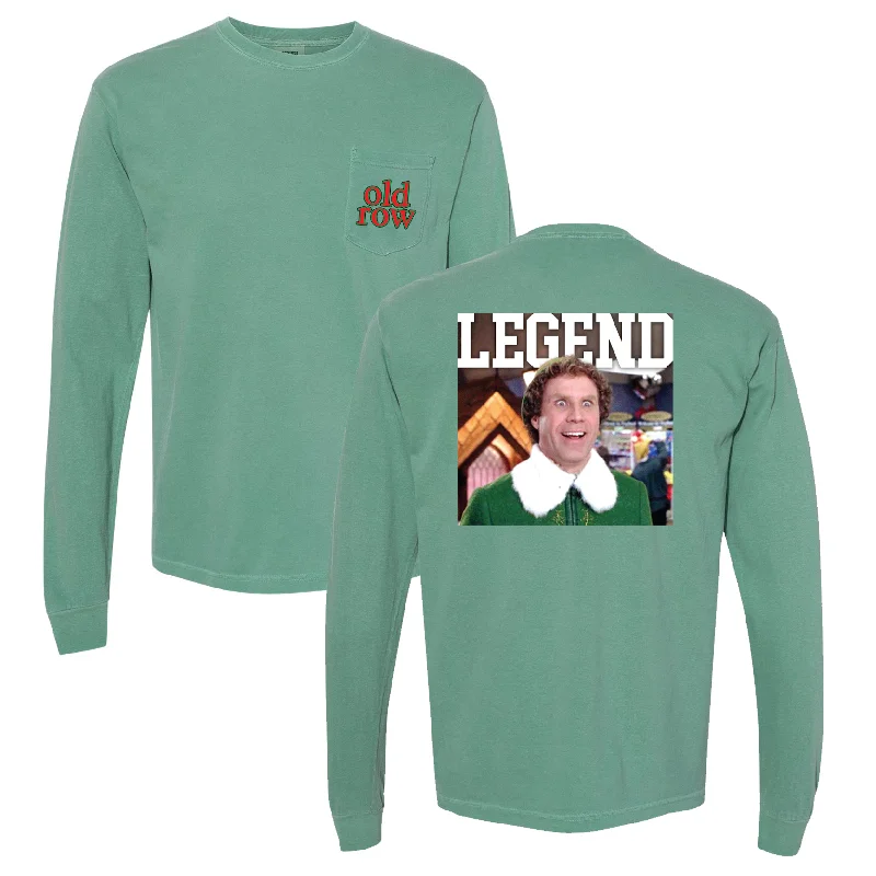 Men's distressed denim - look t - shirts with a rugged appealBuddy The Elf Long Sleeve Pocket Tee
