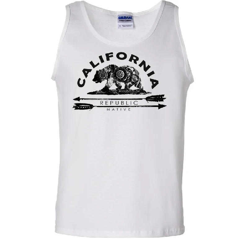 Men's long - sleeve henley t - shirts with button - down placketsCalifornia Arrow Bear Asst Colors Tank Top