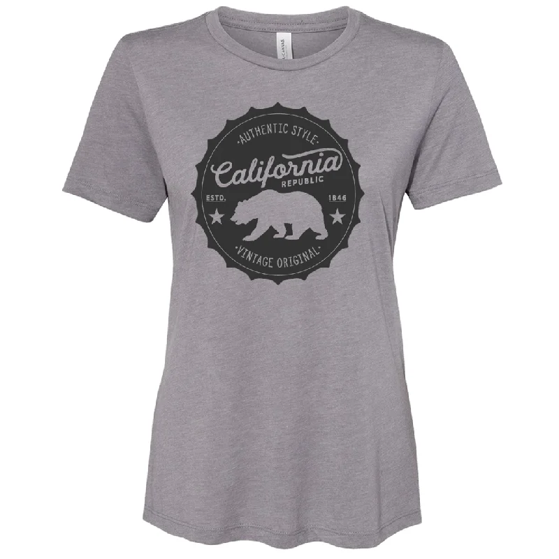Men's moisture - wicking athletic t - shirts for intense workoutsCalifornia Authentic Vintage Bottlecap Women's Relaxed Jersey Tee Men's moisture - wicking athletic t - shirts for intense workoutsCalifornia Authentic Vintage Bottlecap Women's Relaxed Jersey Tee