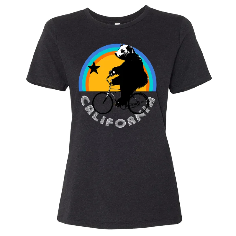 Men's organic cotton crew - neck t - shirts for everyday comfortCalifornia Bear On Bike Women's Relaxed Jersey Tee
