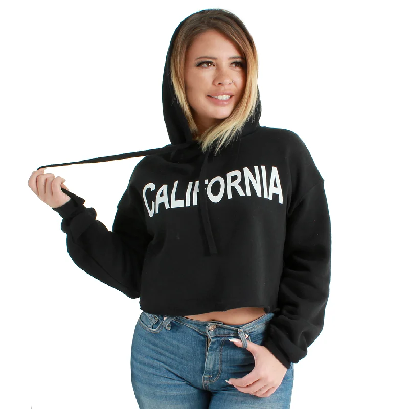 Men's UV - protection t - shirts for outdoor activities in the sunCalifornia Bold Text Cropped Hoodie Black Men's UV - protection t - shirts for outdoor activities in the sunCalifornia Bold Text Cropped Hoodie Black