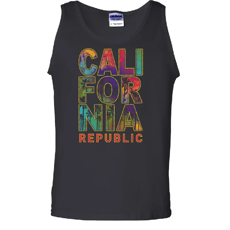 Men's short - sleeve linen t - shirts for summer beach outingsCalifornia Pastel Stitched Style Asst Colors Tank Top