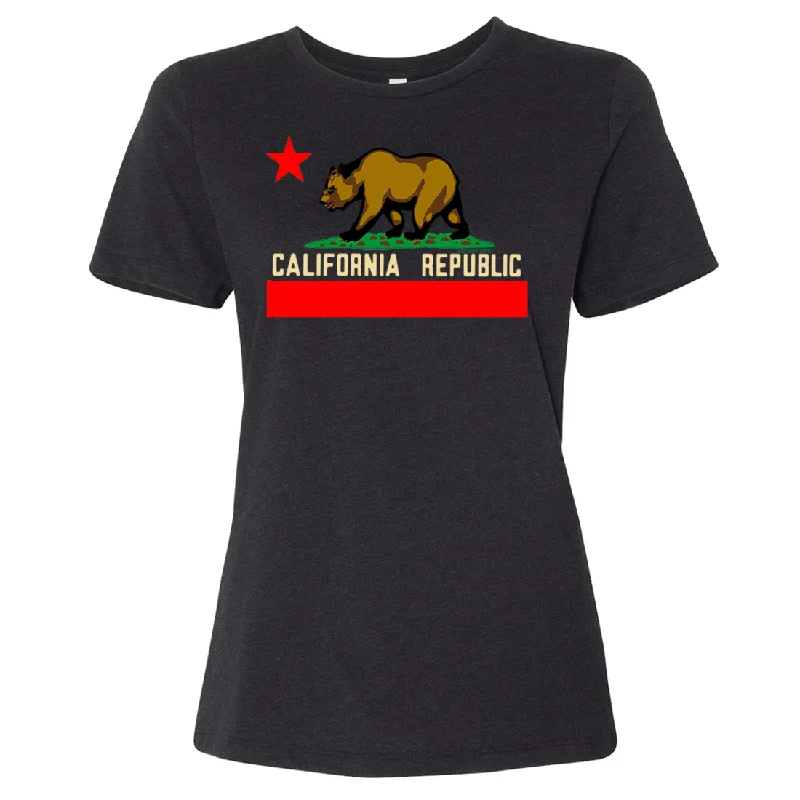 Men's short - sleeve linen t - shirts for summer beach outingsCalifornia Republic Borderless Bear Flag Women's Relaxed Jersey Tee
