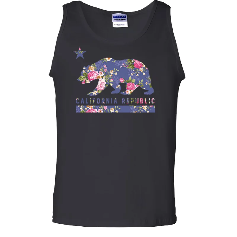 Men's UV - protection t - shirts for outdoor activities in the sunCalifornia Republic Paisley Flower Bear Asst Colors Tank Top