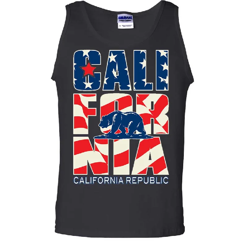 Men's printed Hawaiian t - shirts for tropical vacationsCalifornia Republic USA Flag Asst Colors Tank Top Men's printed Hawaiian t - shirts for tropical vacationsCalifornia Republic USA Flag Asst Colors Tank Top